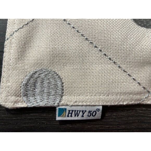 NWOT HWY 50 Linen Embroidered Gray Placemats - 4 piece set - Picture 5 of 5